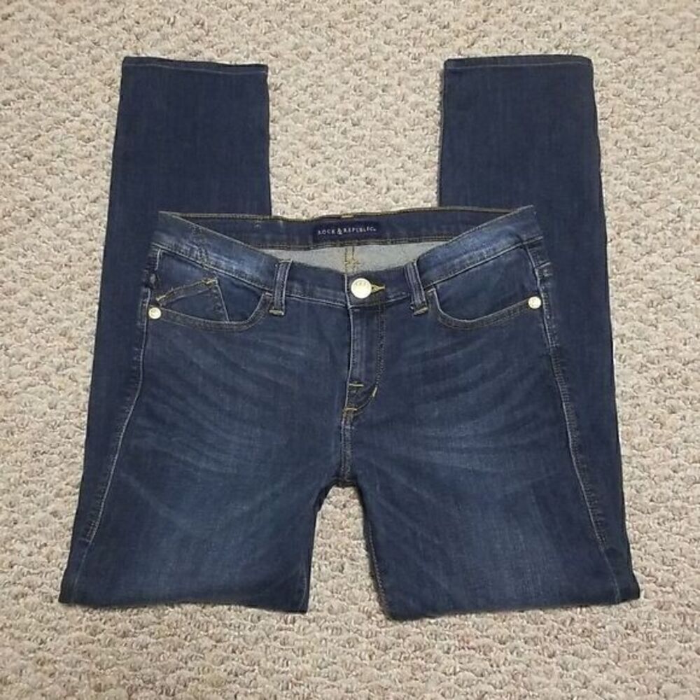 ROCK & republic mid-Rise berlin gold embellished stonewashed straight le… - Picture 5 of 8